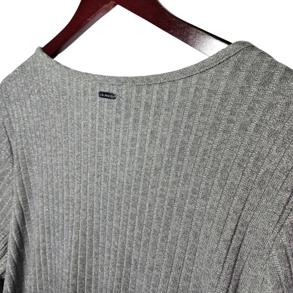 Calvin Klein Light Gray Ribbed Long Sleeve Top - Picture 5 of 14